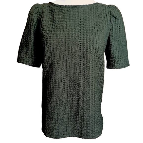 LOFT Blouse Top XS Green Light Waffle Gauzy Boho Work School Travel Basic Staple - Picture 6 of 7